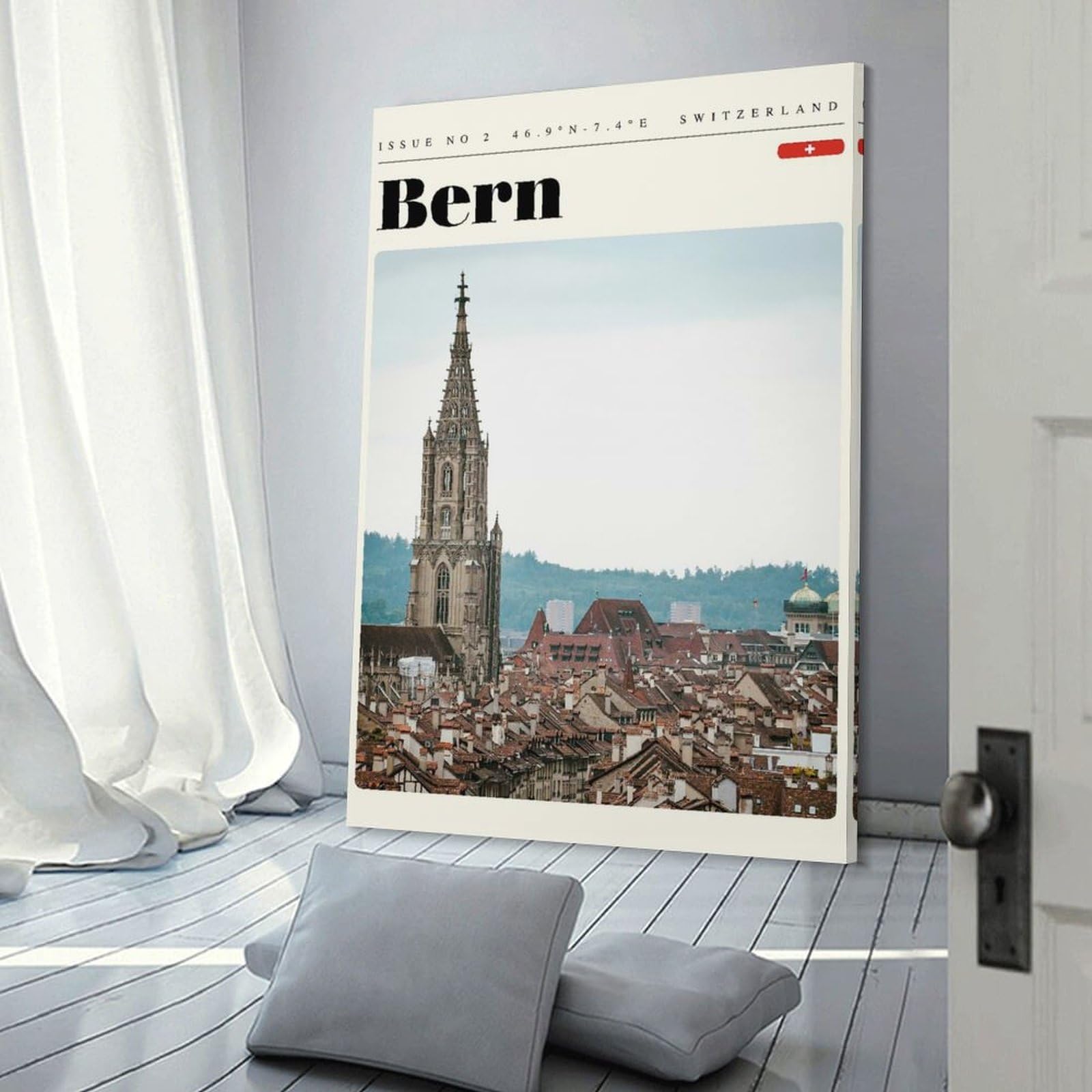 Junmoney Bern Switzerland Travel Art Hanging Wall Art 08x12inch(20x30cm), for Front Hall, Corridor Or Welcome Spaces, Wall Decor to Refresh Empty Corners