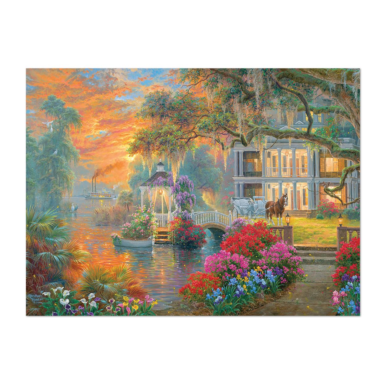 Buffalo Games - Sapphire Select - Abraham Hunter - Southern Charm - 1000 Piece Jigsaw Puzzle – Challenging & Fun – Blue Core Puzzle Board – Giftable Display Box - Full Size Poster Included