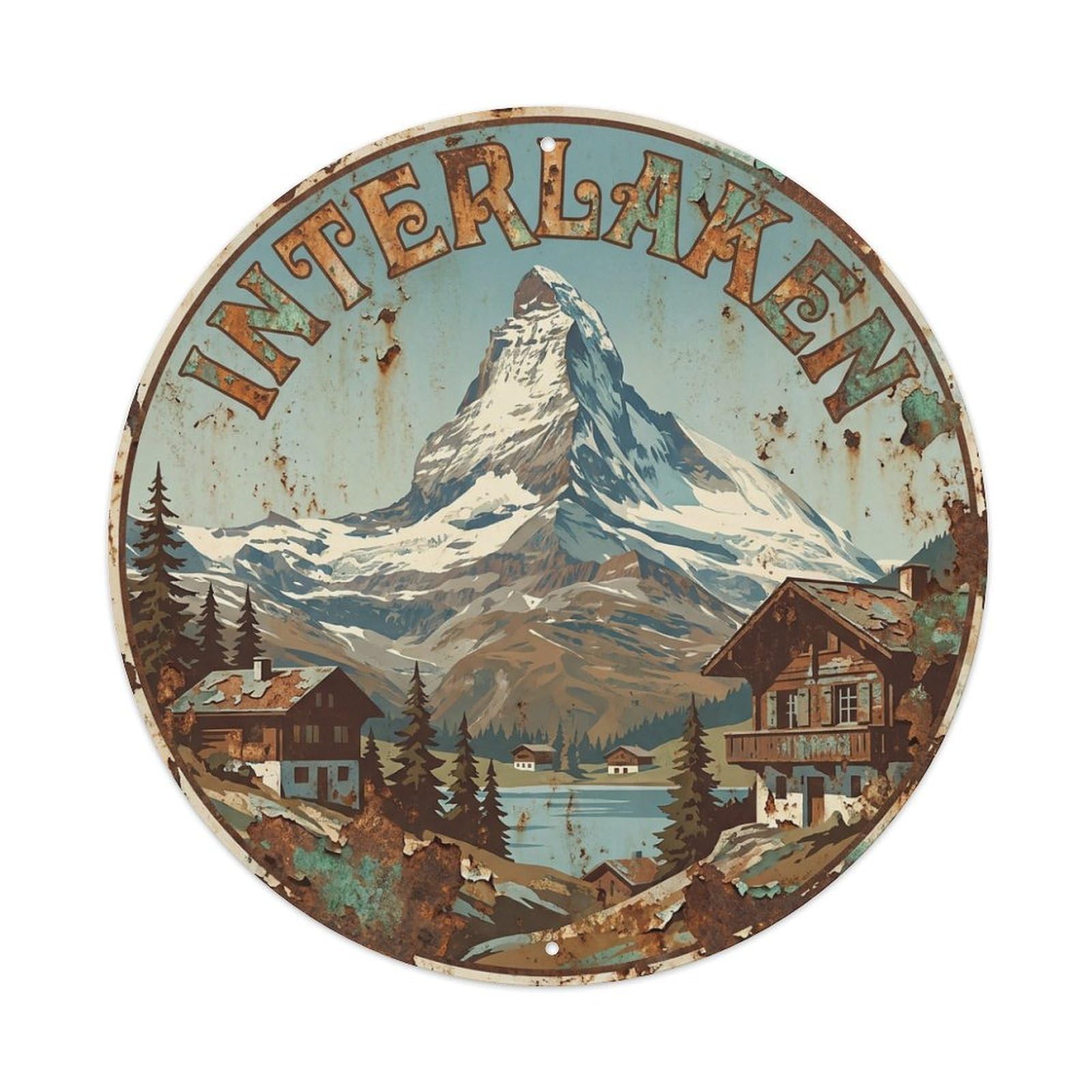 Galvaxio Style Vintage Travel Switzerland Interlaken Metal Tin Sign
