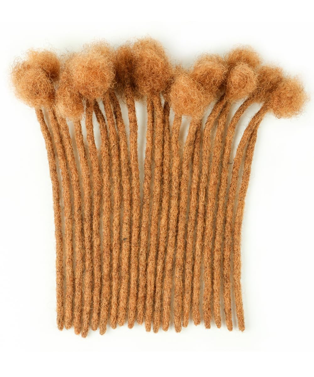 ADIASAI 0.4cm Width #30 Brown 8 Inch 30 Strands 100% Human Hair Loc Extensions Full Handmade Dreadlock Extensions for Men Women Kids Can Be Dyed and Bleached with Needle and Comb