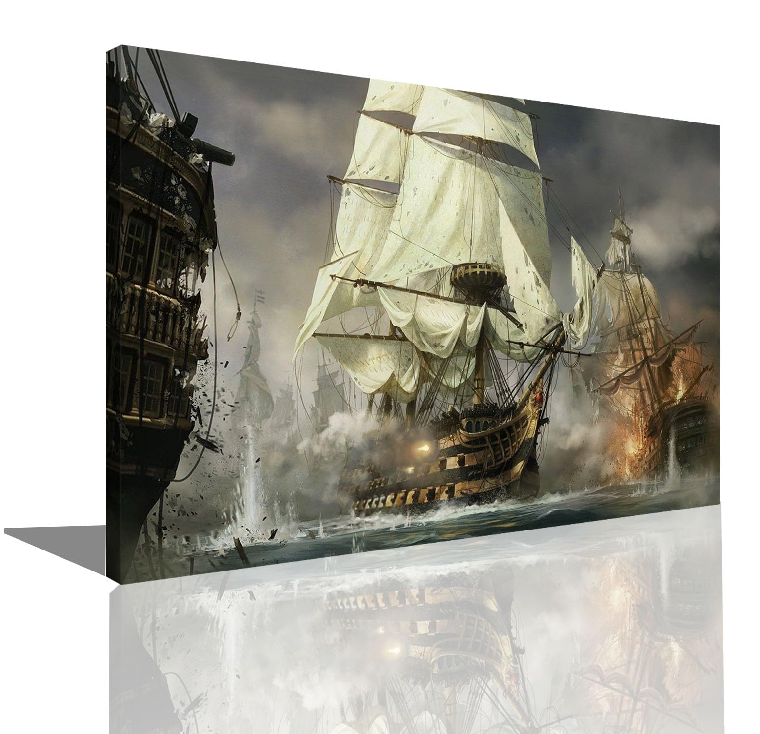 RAOMAAE Vintage Nautical Wars Sailboat Warship Poster Pirate Ship Wall Art Picture Print Canvas Painting Modern Home Living Room Office Decor Poster (