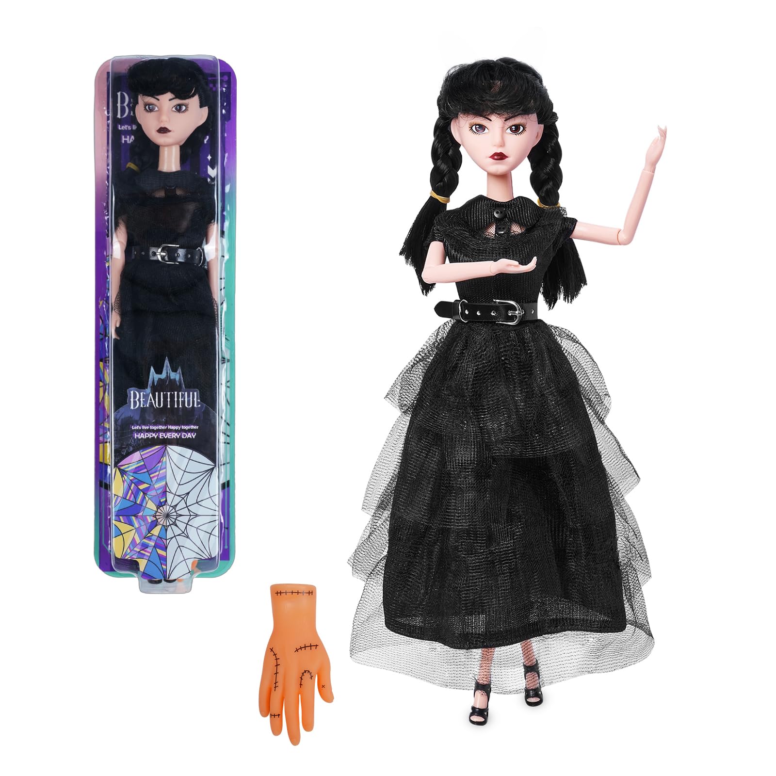 TTSUIMILESS Girls Doll in Gift Box with Black Dress, 11.5 inch Doll, High Heels, Black Hair, Gift for Fans