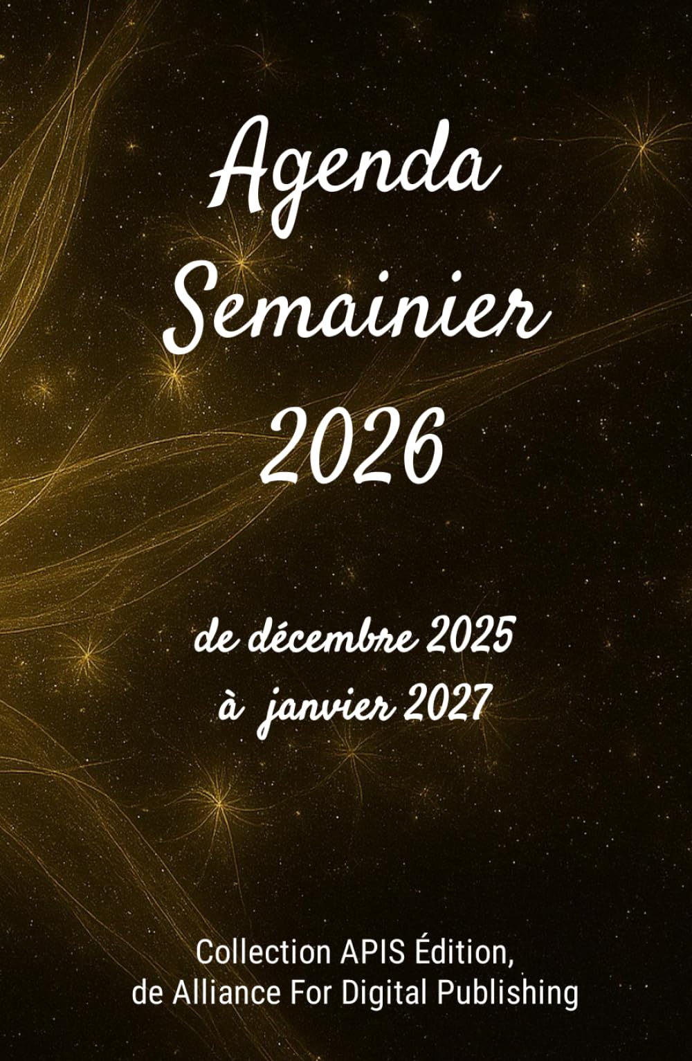 Agenda Semainier 2026 – 14 mois – Édition Reliée Noir & Or: de décembre 2025 à janvier 2027