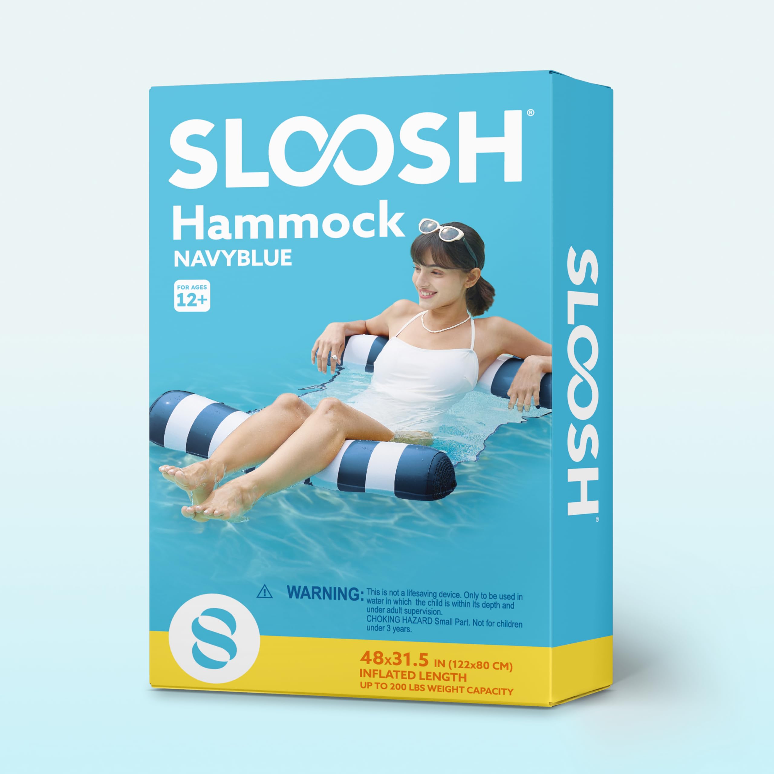 Hamaca tipo tira para adultos, 4 en 1, flotadores inflables multiusos para piscina, hamaca de agua de PVC (tira - azul marino) 8