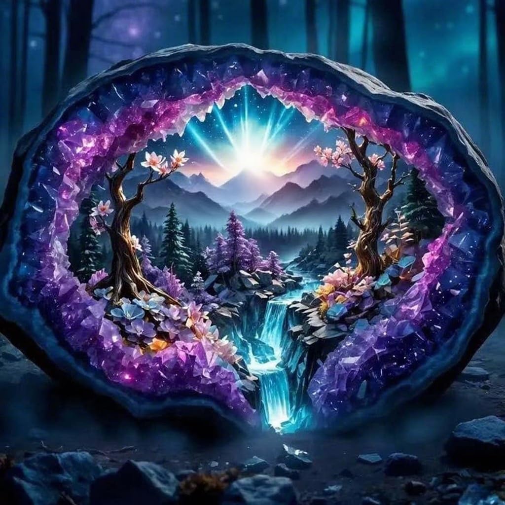Waterfall Scenery Stamped Cross Stitch Kits - Needlepoint Moonlight Counted Cross Stitch Kits for Beginners Adults Tree Patterns Crossstitching Dimensions Embroidery Kits Arts and Crafts