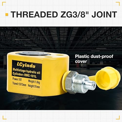 Miniatura 31 de Cilindro hidráulico 100T Jack Ram 2.72 "carrera sólida de un solo efecto multisección cilindro hidráulico Ram Cilindro hidráulico de elevación Jack