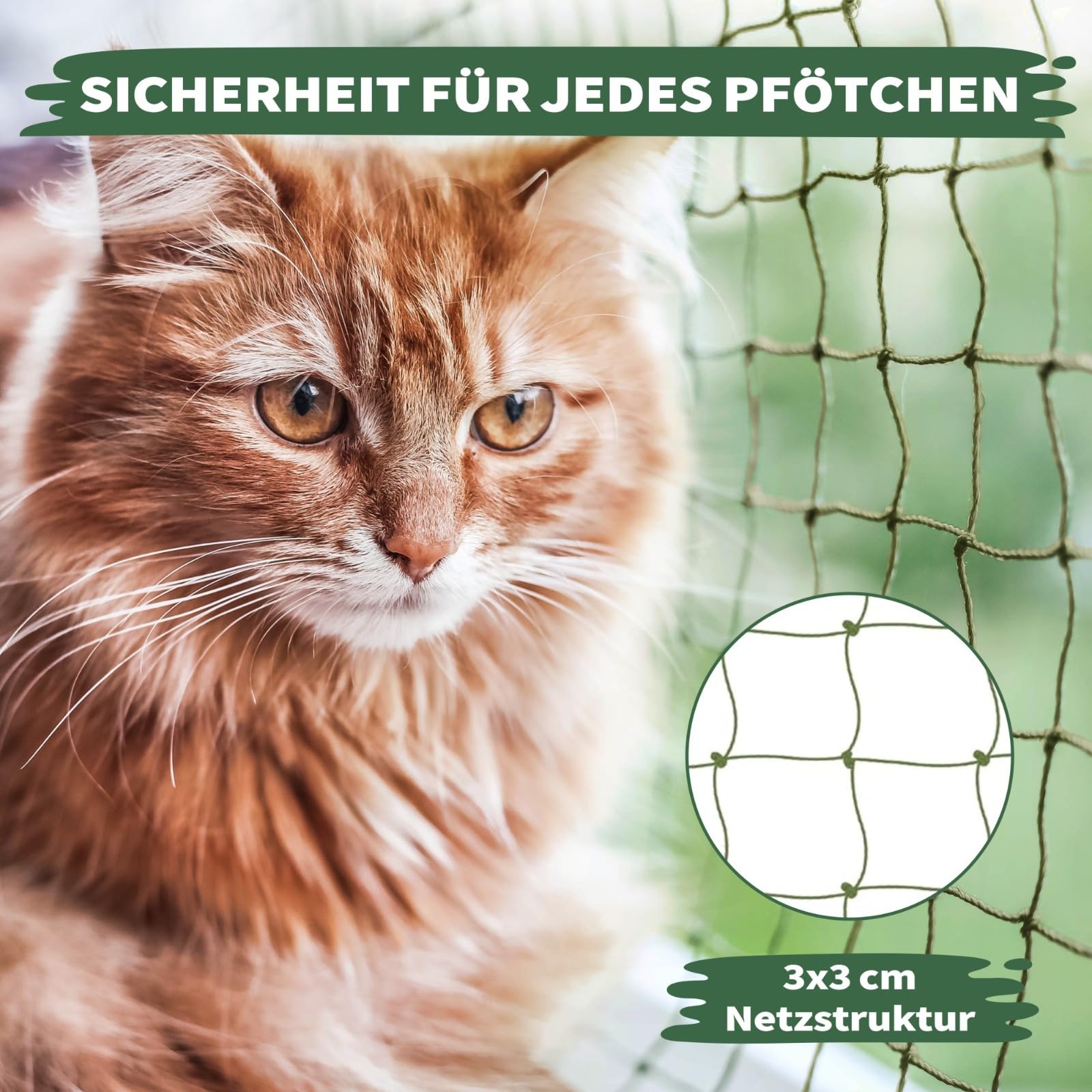 WOOWOOD Katzennetz für Balkon [Ohne Bohren] - Katzennetz Drahtverstärkt - Katzenschutznetz Wetterfest & UV-beständig - Katzengitter Inkl. 20 Kabelbinder & Dübel - Katzennetz Balkon und Fenster (4X3m)