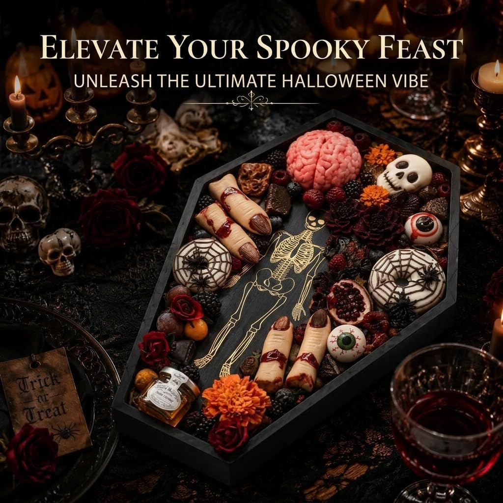 15.7" Halloween Serving Dish Tray - Skeleton Coffin Charcuterie Board