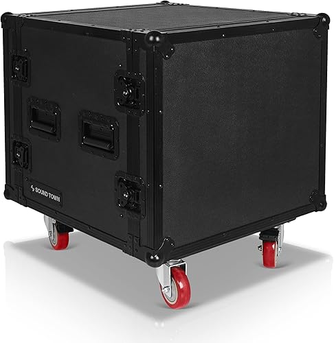 Miniatura 9 de Sound Town Shock Mount 12U ATA Rack Case con 21" de profundidad y ruedas, tamaño de 12 espacios - Grado Pro Tour (STRC-SP12UW)