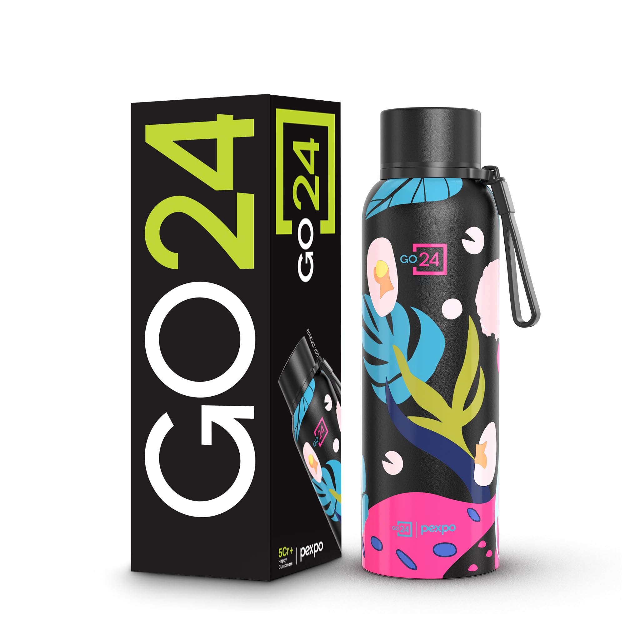 Go24 pexpo Stainless Steel Thermo Flask Bravo Knight Black - Leaf 700ml