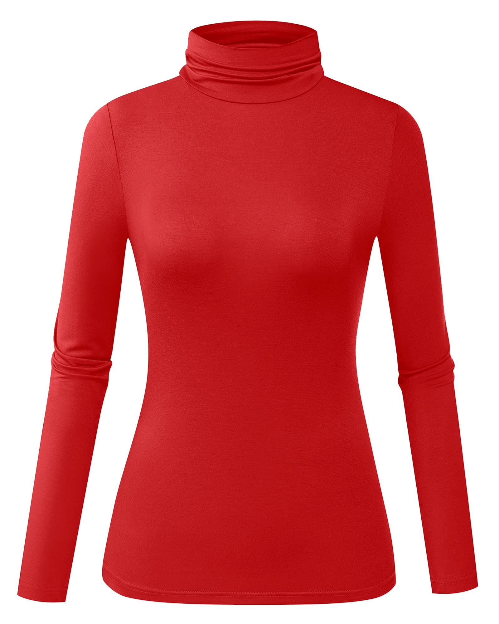 Herou Womens Long Sleeve Turtleneck Slim Fitted Lightweight Casual Active Layer Tops Shirts