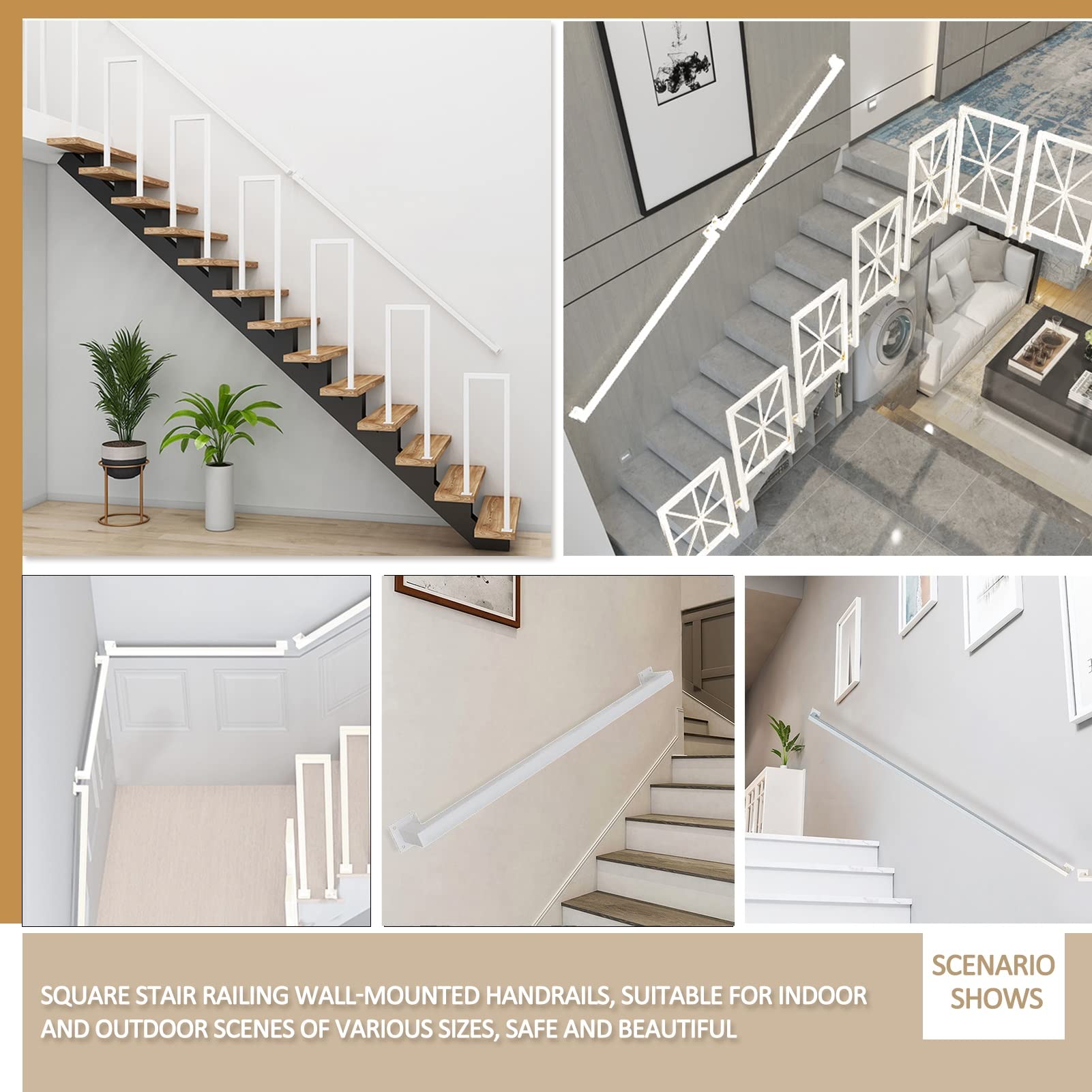 Leuning voor binnen- of buitentrappen en trappen - Handleuningen voor ouderen - DIY complete trapleuningset, veiligheidshandgreep, trappenbaluster (Size : 420cm