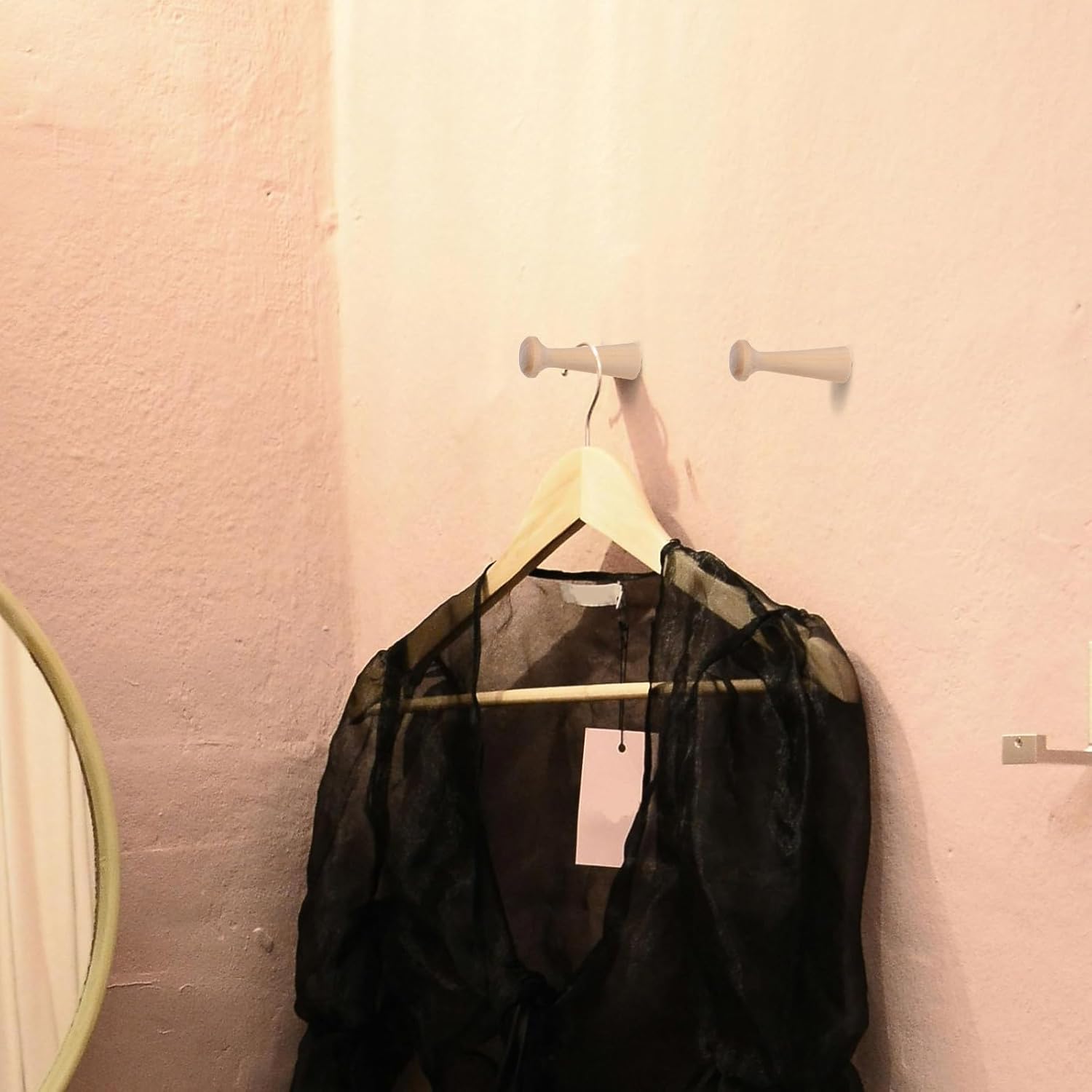 VICASKY 10pcs Solid Wood Peg Hooks Wall Mounted Wooden Coat Hooks Screw-in Rack for Entryway Storage and Hanging Hats Jackets Scarves