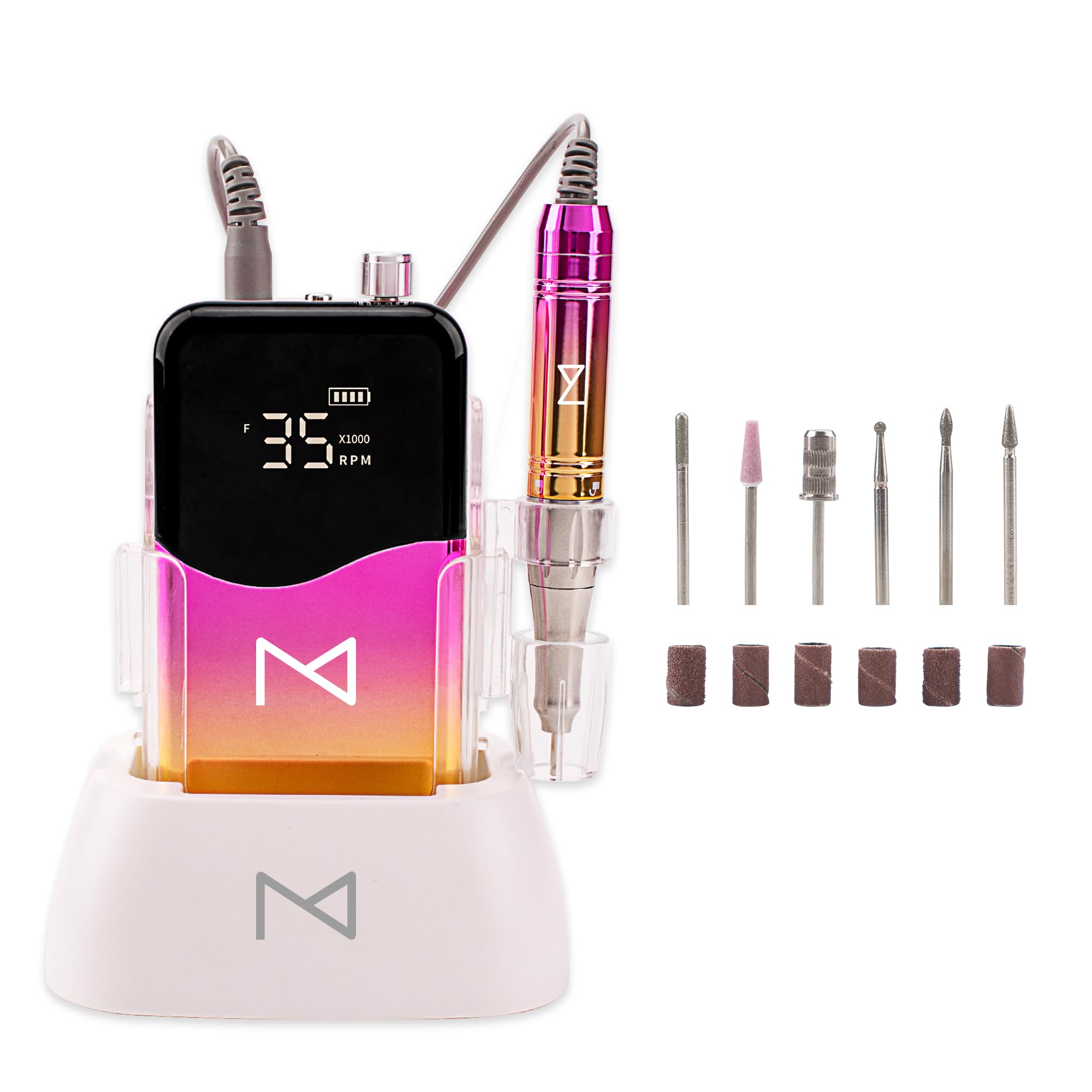 M Mase- Taladro de uñas profesional, sin núcleo, 2 en 1 (oro rosa)