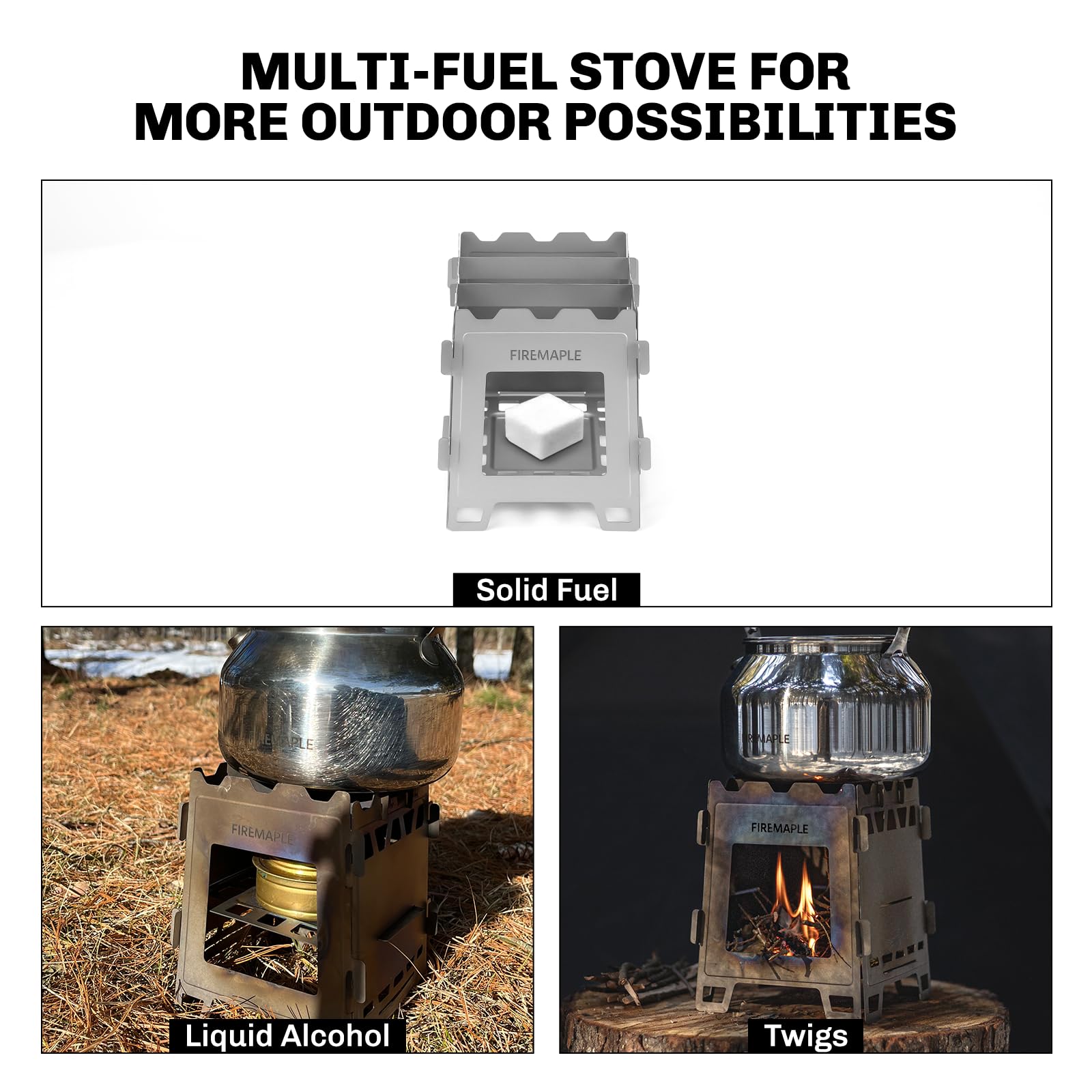 Fire-Maple Fortress Titanium Wood Stove - Ultra-Lightweight, Compact & Multi-Use Stove for Camping, Hiking & Backpacking