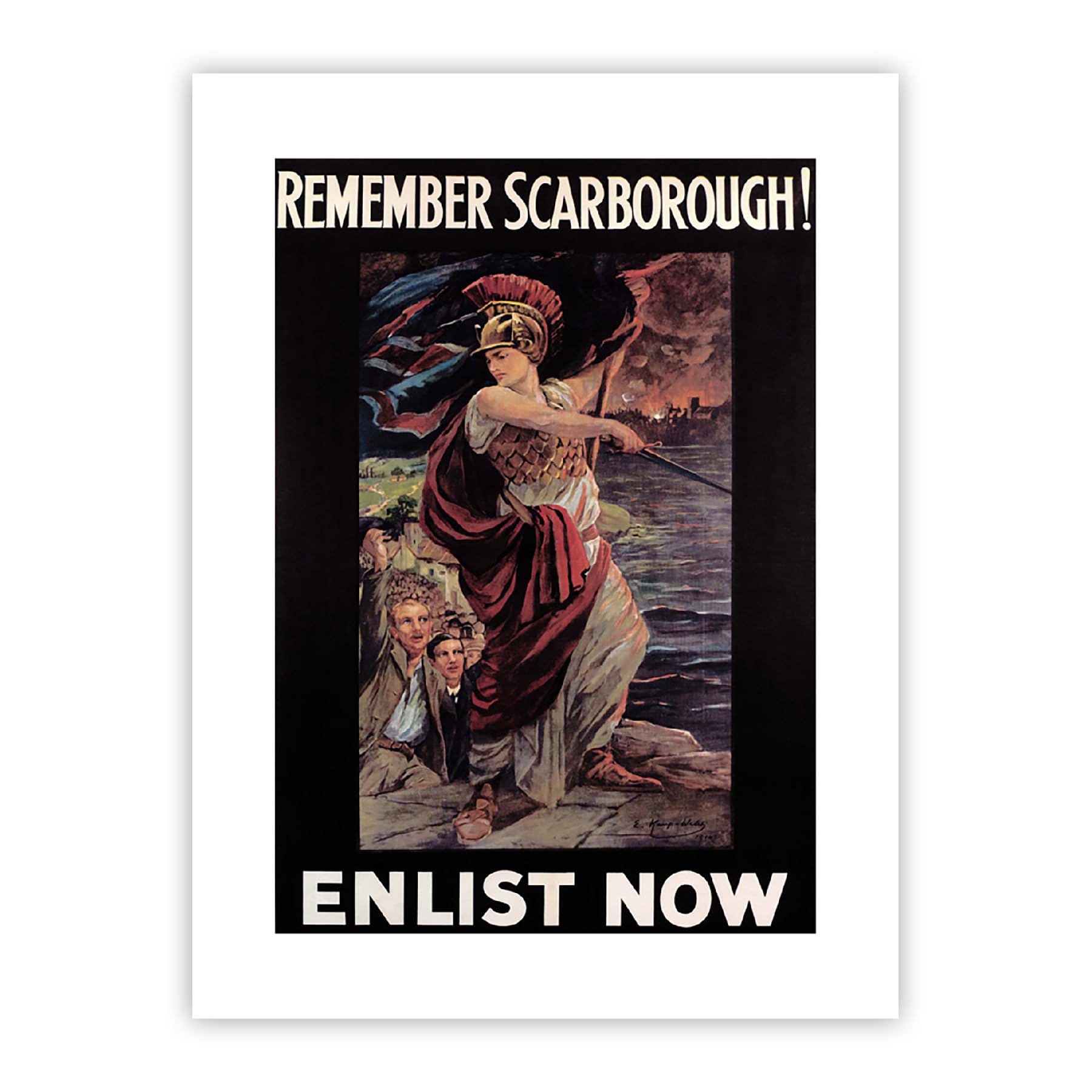 Artery8 Unframed Paper 12X16 War Remember Scarborough Enlist Recruit Britain Uk Poster Unframed Art Print Wall Decor 12X16 Inch
