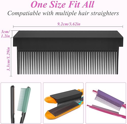 Miniatura 2 de Accesorio de peine de hierro plano, 4 piezas de peine alisador de pelo, accesorios de tamaño universal para alisar el cabello, plancha plana,