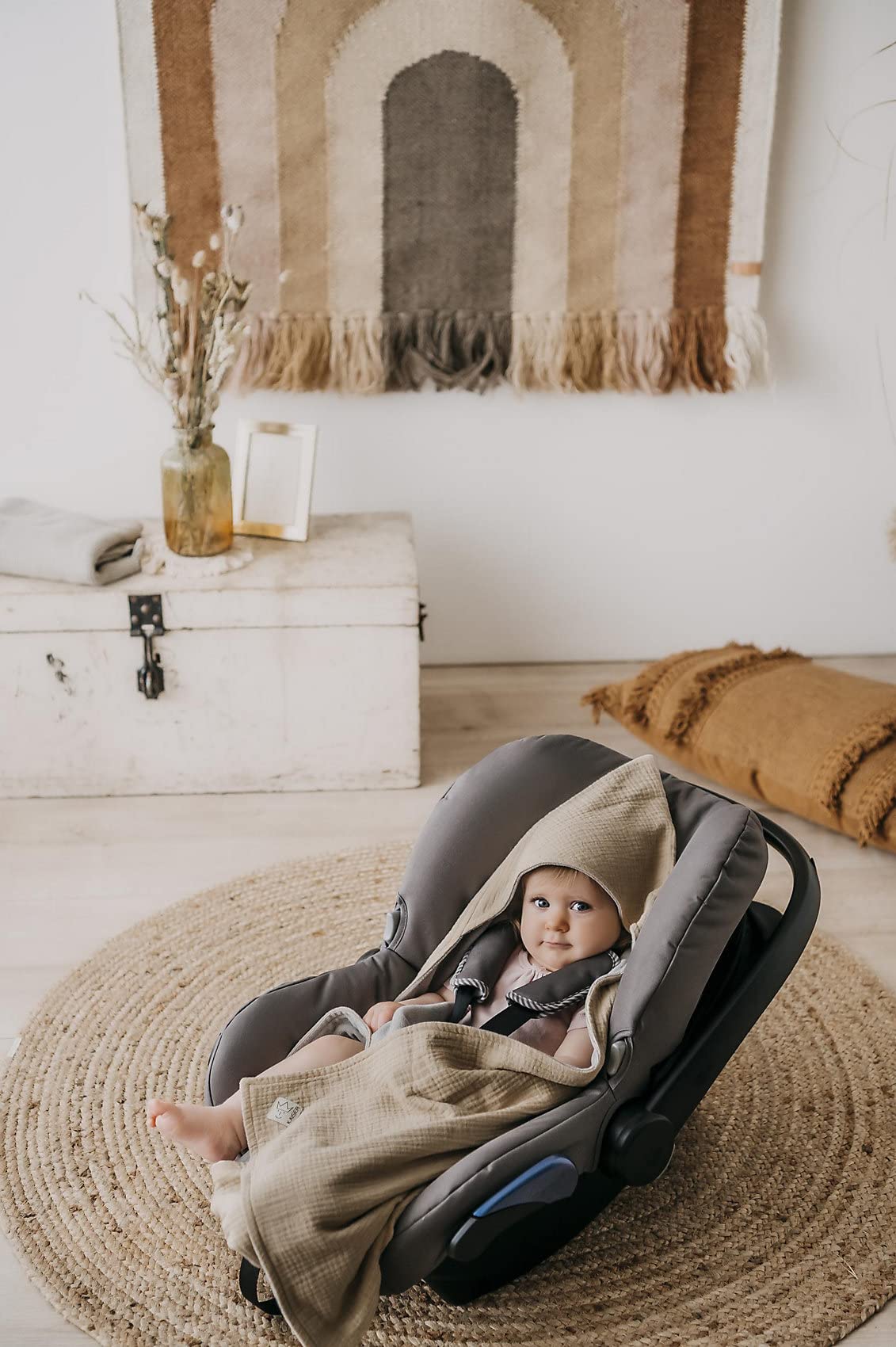 Kaiser 65312556 Sunny Winterdecke Summer Beach Winterdecke für Baby/Autositz Sommer- oder Ganzjahresdecke 100% Baumwolle Slit Green