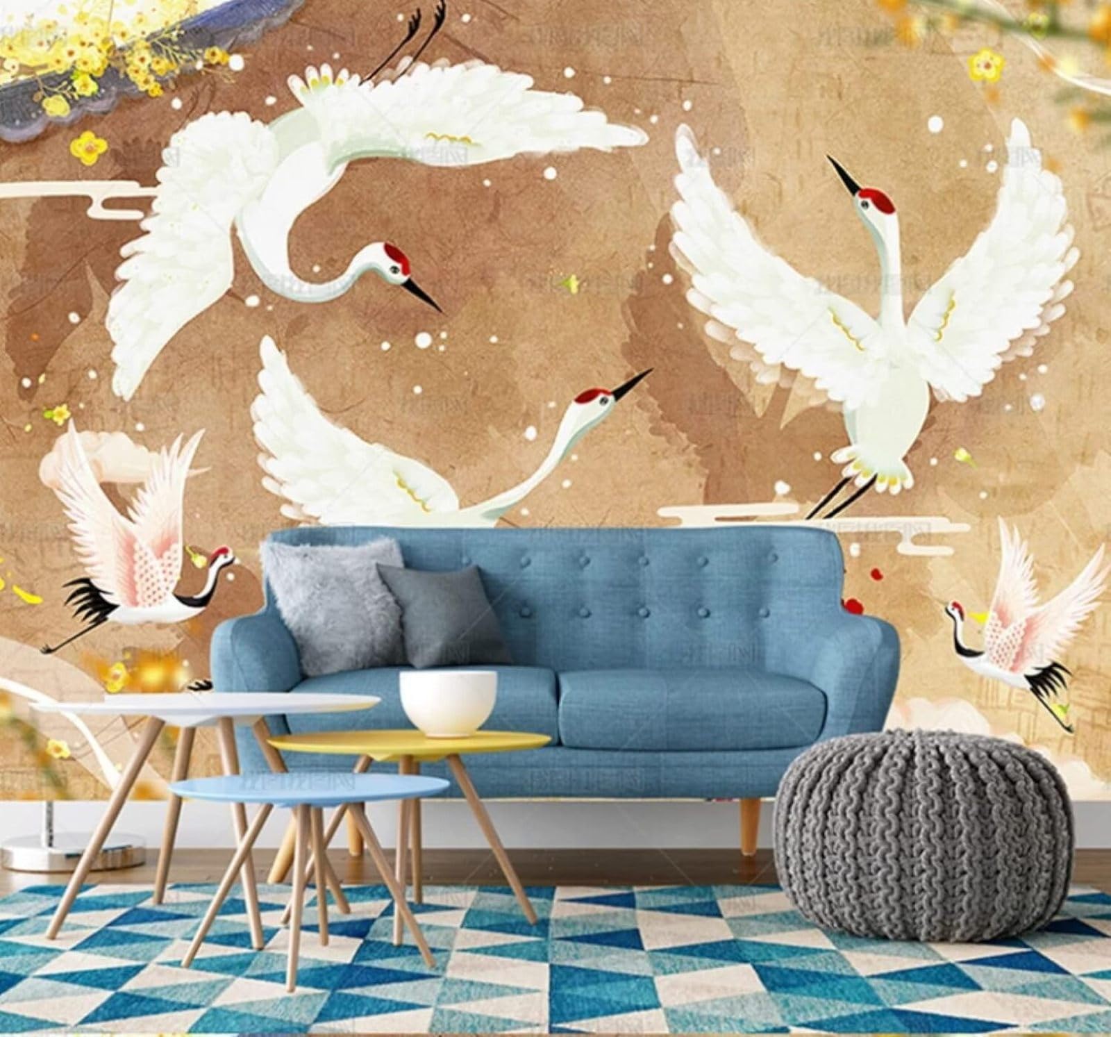 Xlming 300Cm×210Cm(B×H) Retro Three Dimensional Hand Drawn Birds In Flight Scenery 3D Wallpaper Luxury Silk Study Dining Feature Sofa Grey Bedroom Living Room Tv Decorative Wall-300Cm×210Cm