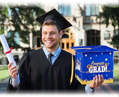 Miniatura 4 de Outus Caja de tarjetas de graduación 2025 con borla, tapa de graduación de felicitaciones, tarjetero para caja de regalo de graduación, suministros