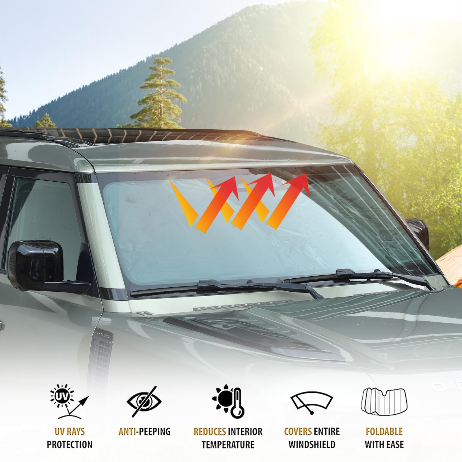 Windshield Sunshade Compatible with Mercedes-Benz G-Class W463 G63 G65 G55 G500 G550 G350d 2004-2018 ?Front Window Sun Visor Protector,UV Protection Heat Insulation Windshield Sun Shade (Style D)