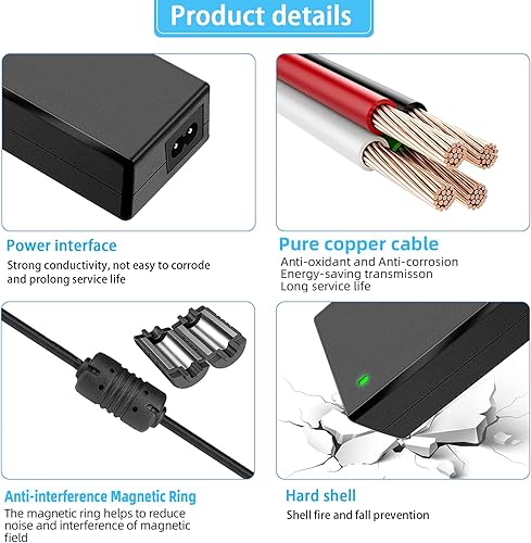 Miniatura 6 de TKDY Fuente de alimentación de 12V 3.5A DC Entrada CA 100-240V Salida 12V 3.5A, compatible con 12Vdc 3A 2.5A 2A 1.5A 1A Tira de luz LED CCTV Cámara