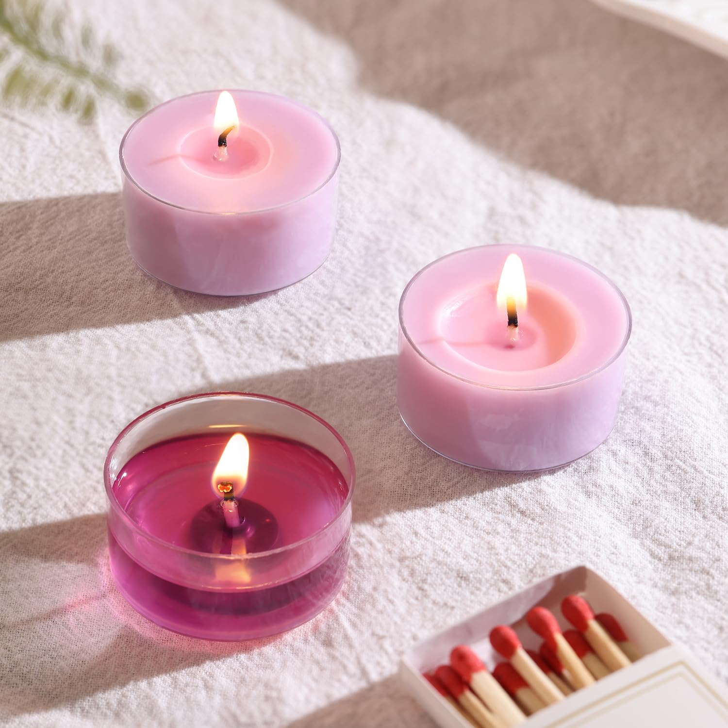 Zapachowe świece herbaciane, lawendowy zmierzch, 48 sztuk – fioletowe świece tealight – 100% wosk palmowy, 6-godzinna aromaterapia, świeczka wotywna do relaksu, spa, jogi, dekoracji domu