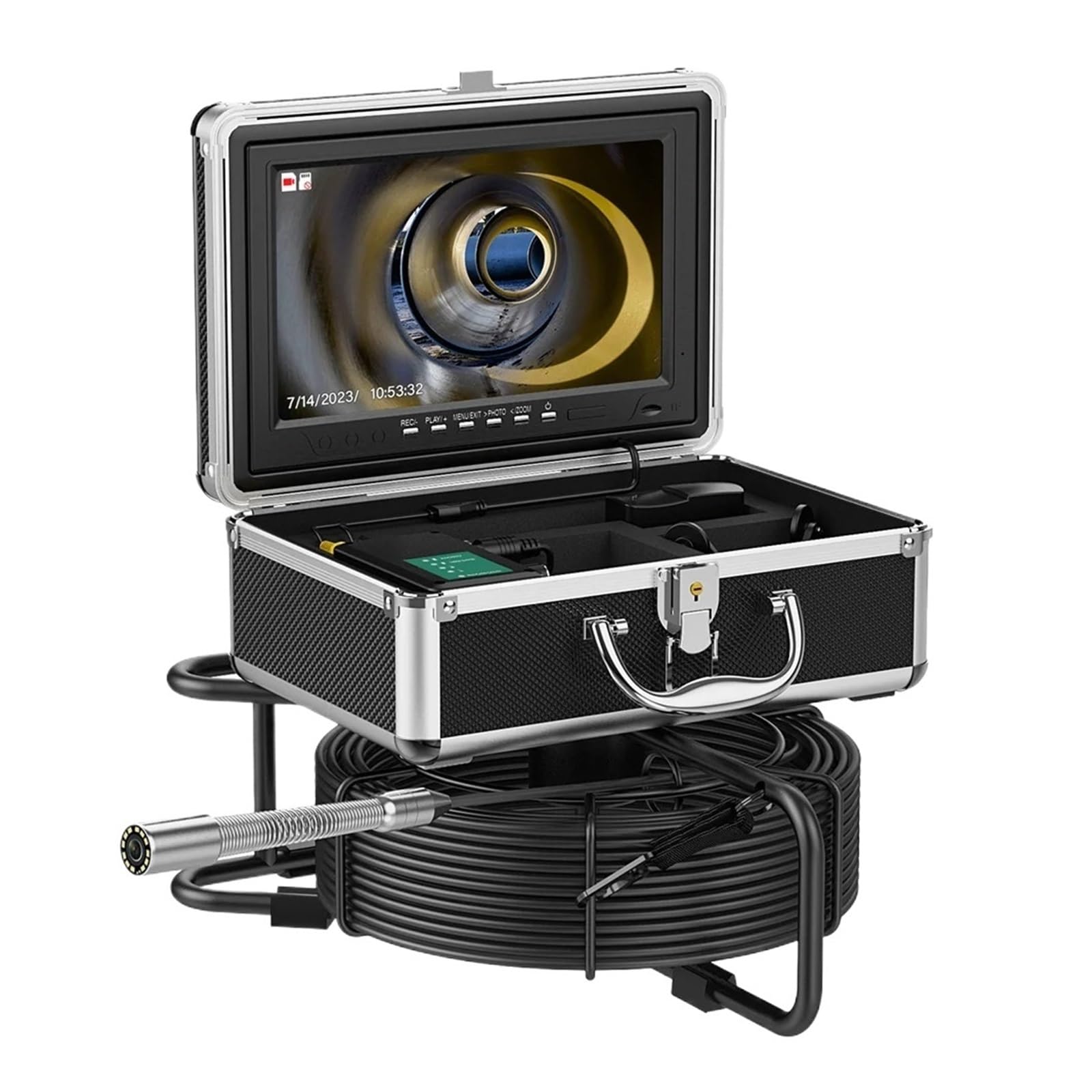 YNIYUJKL Drain Inspection Camera 10" 17/23Mm Pipe Inspection Camera With 512Hz Locator Ip68 1080P Sewer Sewage Pipeline Industrial Endoscope,23mm Camera-50m