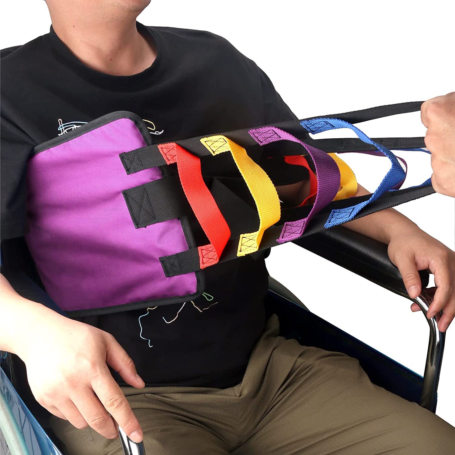 Stand Assistance Belt Patient Lift Sling Heavy Duty Transfer Sling for Movement Padded Patient Transfer Assist Belt Quicker Easier Safer Transfers & Toileting Lift Sling for Elderly (Pink Purple)