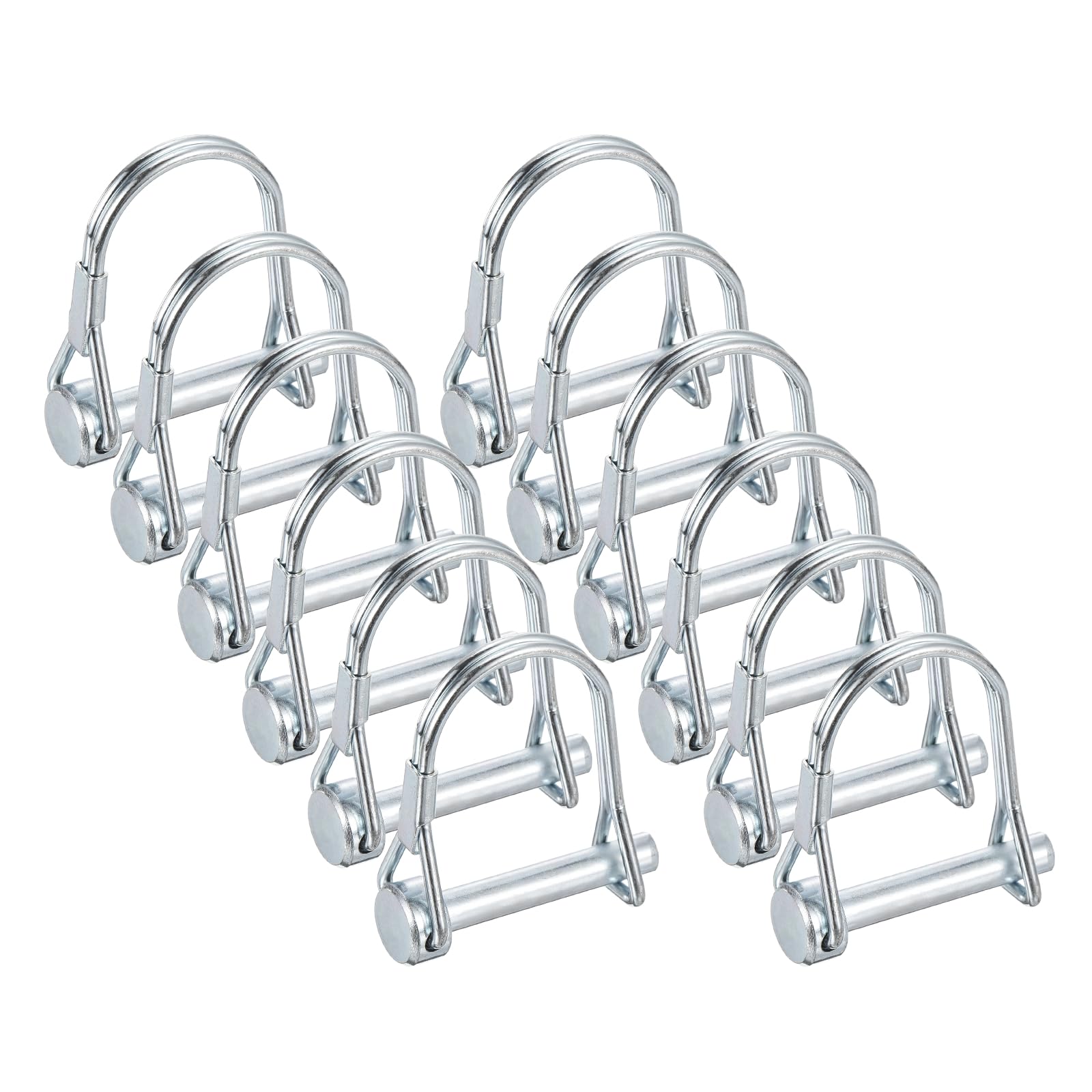 sourcing map M6 x 35mm Shaft Locking Pin - 12pcs Safety Shaft Wire Locking Trailer Coupler Pin, for Farm Trailers Towing Lawn Hitches Garden Tractor Kayak Boat