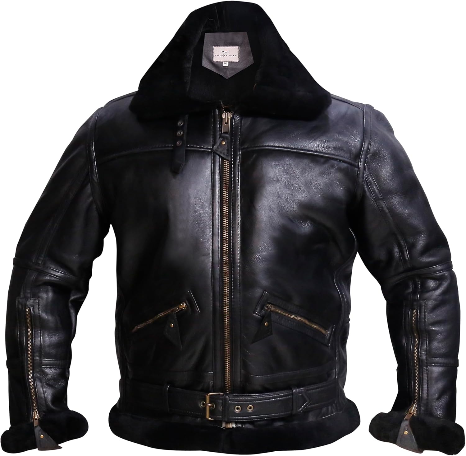 RAF Bomber Jacket Aviator Real Shearling Sheepskin Leather Jacket - Image 3