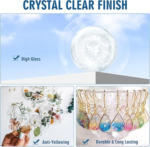 Miniatura 2 de DR. RESIN Resina UV de 7.05 oz con luz ultravioleta, kit de resina epoxi transparente para fabricación de joyas, manualidades de bricolaje