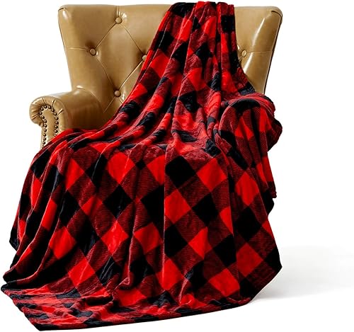 FFLMYUHUL I U - Manta ligera ultrasuave acogedora manta para cabaña geométrica a cuadros cálido manta para cama sofá blanca difusa