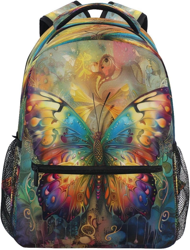Colorful Butterfly Mysticism Backpack for Girls School Bags Bookbags for Teen Kids Travel Laptop Daypack Bag Laptop Backpacks