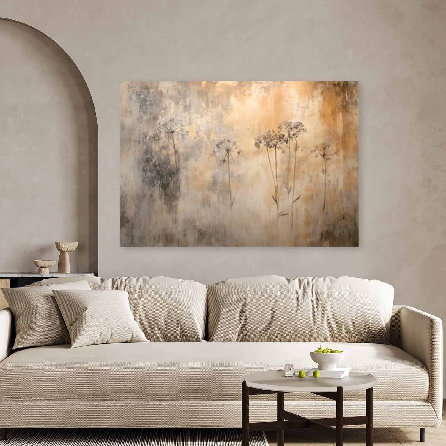 Feeby - Leinwand Bilder - Pflanzen im Nebel Gräser - 120x80 cm - Deko Wohnzimmer - Wandbilder Schlafzimmer - Deko Aesthetic - Wand Deko - Leinwand Groß - Deko Zimmer - Leinwandbilder XXL