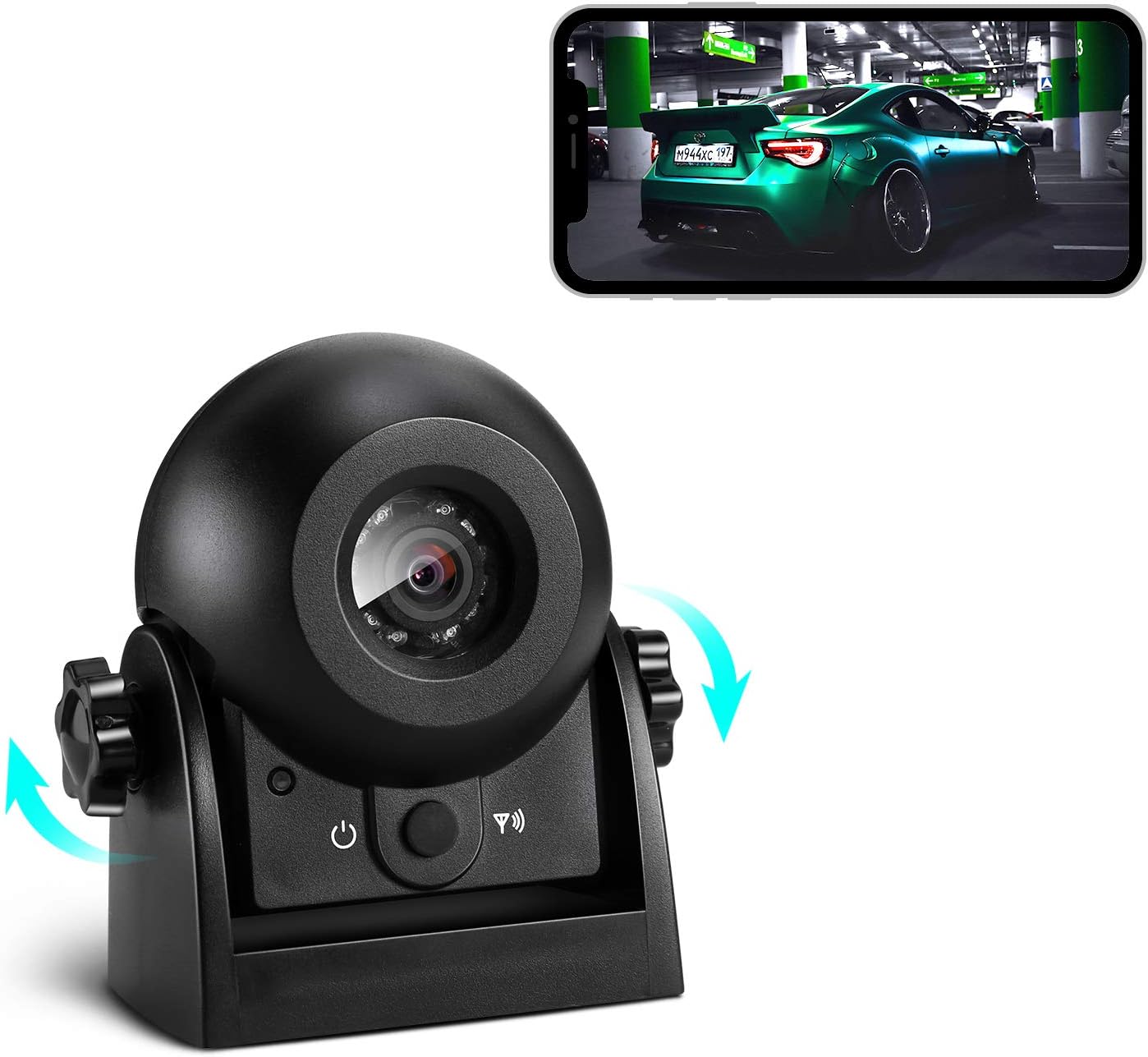 Reversing Camera Wireless WiFi Backup Camera Car Reversing Camera Magnetic Night Vision/IP68 Waterproof Rear View Camera Parking Camera Compatible with Android&iOS for Car Truck, RV, Van, Trailer