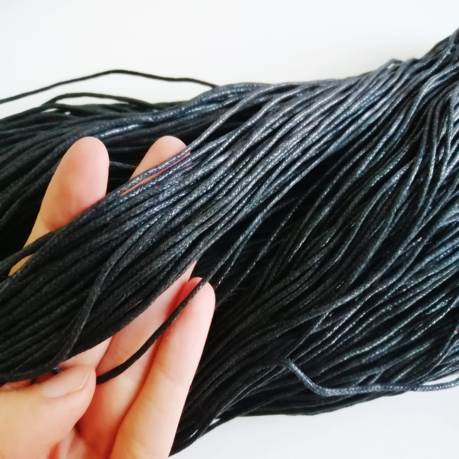 20 Yards (18m) Black Cord - 1mm, 1.5mm & 2mm thick Waxed Cotton thread string rope for Jewellery, Beading, Macrame, DIY, Arts & Crafts (1.5mm)