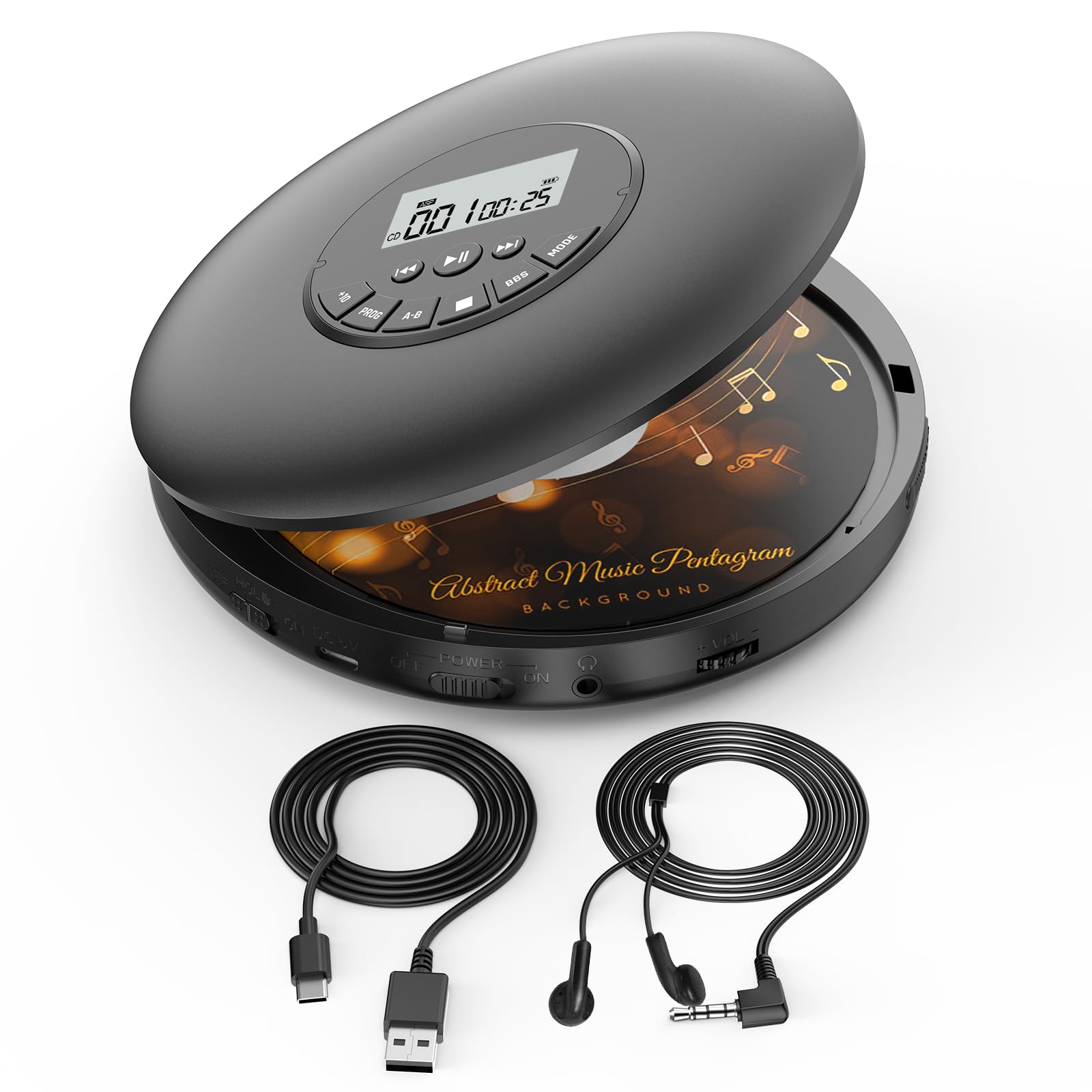 Lecteur CD Portable Arafuna avec Protection Anti-Saut, Casque Inclus
