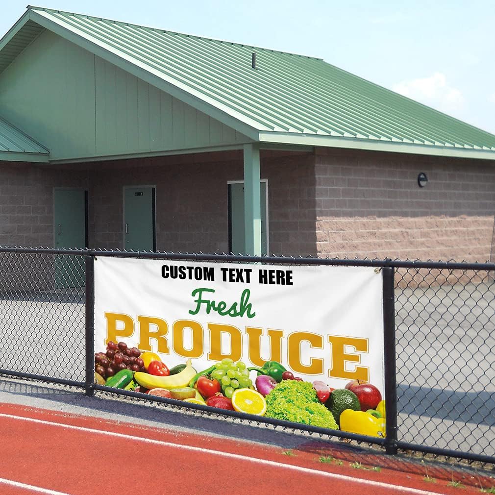 Custom Vinyl Banner Multiple Sizes Fresh Produce #1 Outdoor Advertising Printing G1 Farmers Market Outdoor Weatherproof Industrial Yard Signs 6 Grommets Personalized Text Here 36x72Inches