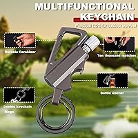 Vista 2 de KoovDem - Encendedor de llavero, paquete de 2 encendedores de queroseno de metal, reutilizable, impermeable, resistente al viento, permanente