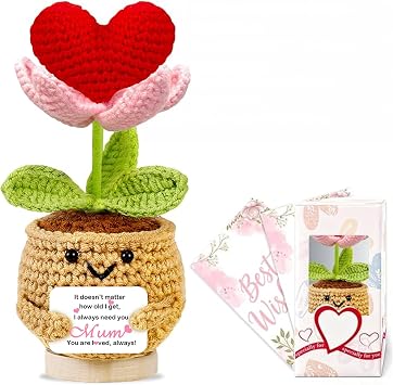 Yalucky Gifts for Mum Handmade Positive Emotional Support Crochet Christmas,Birthday Gifts for Mum from Daughter,Son Mother In Law,New Mom To Be Gift Mothers Decorations Cute Room Decor