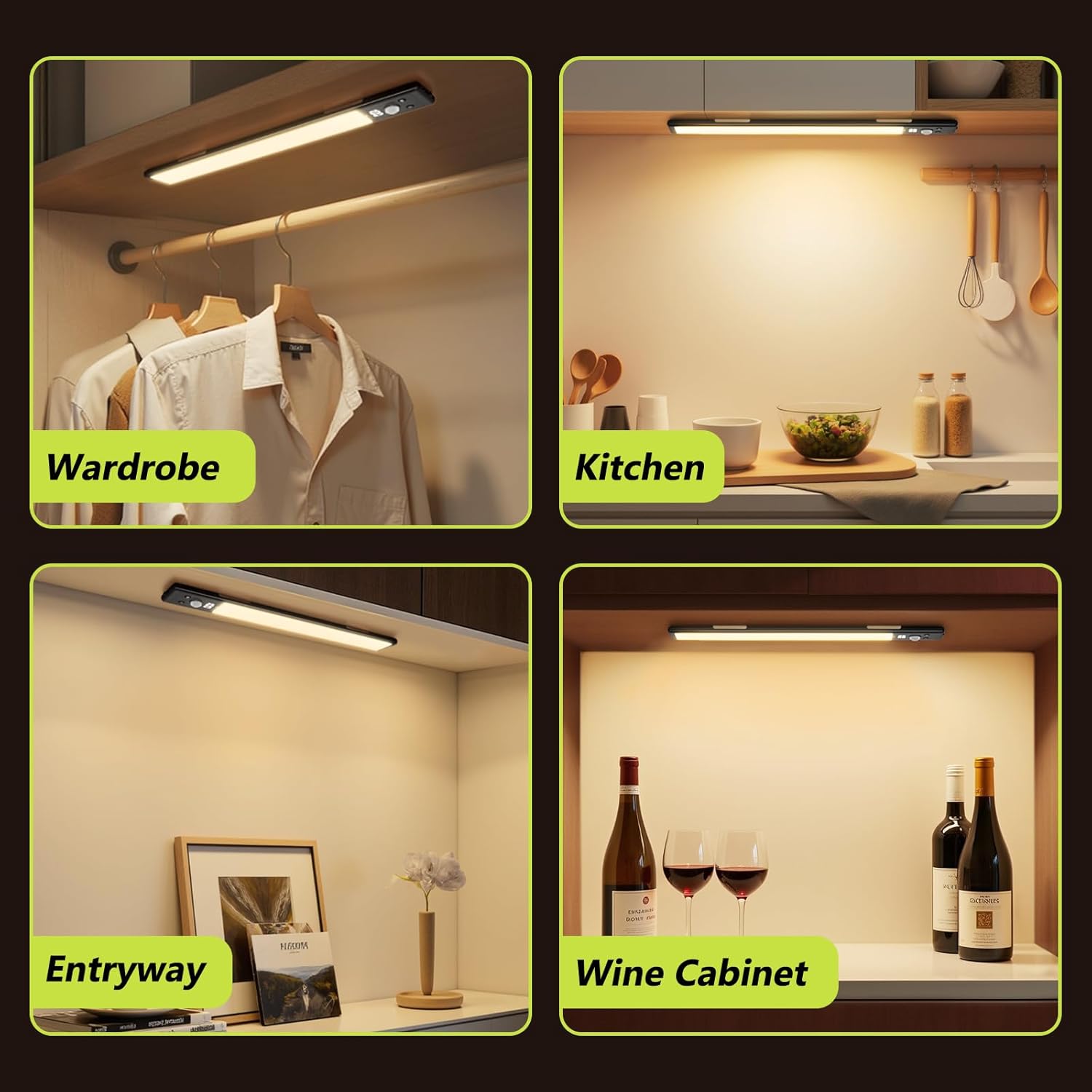 6 Pack 10" Under Cabinet Lights with Digital Display,52 LED Rechargeable Motion Sensor Light Indoor,3 Color Temperatures, Magnetic Dimmable Closet Lights, Under Counter Light for Kitchen 8 710qRT0LZLL. AC SL1500