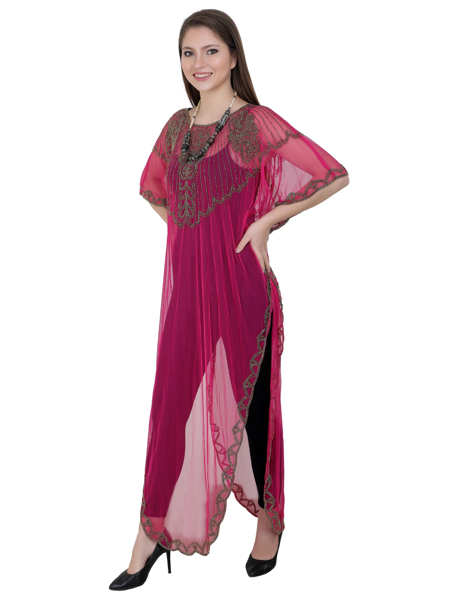 Transparent Hand Embroidered Sundress – Handmade Net Poncho Shrug Wedding, Beach & Party Evening Cocktail Style Wear One Size Fits All M L XL XXL 3XL-picture-14