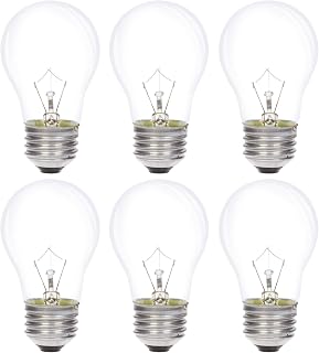 Simba Lighting A15 40W Incandescent Appliance Bulbs (6 Pack) E26 Medium Base, Dimmable 2700K Warm White for Refrigerators & Ovens
