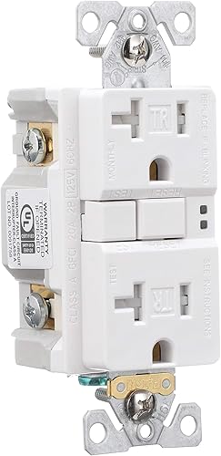 Miniatura 6 de Eaton TRSGF20W Cableado GFCI Auto-Prueba 20A -125V Receptáculo dúplex resistente a manipulaciones con placa de pared de tamaño estándar, color blanco