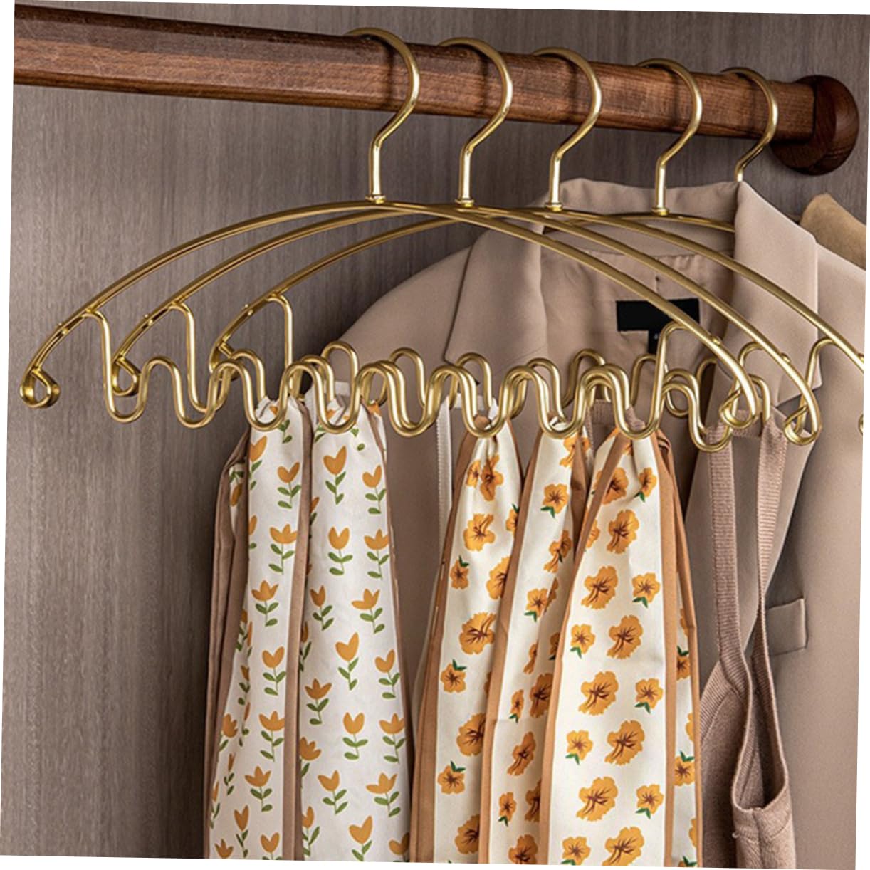 Cabilock Multi Hangers Space Saving Closet Organizer 5pcs Belt Hanger Holder Prong Hooks Belt Racks Gold