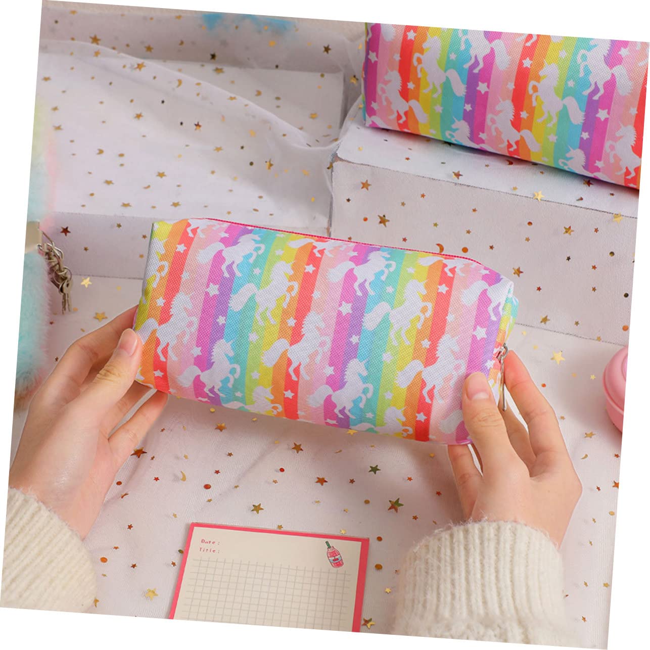 Gadpiparty 5 Pezzi Borsa per Unicorno Astuccio Decorativo per Cancelleria per Organizer Leggero e Portatile con Cerniera per Studenti