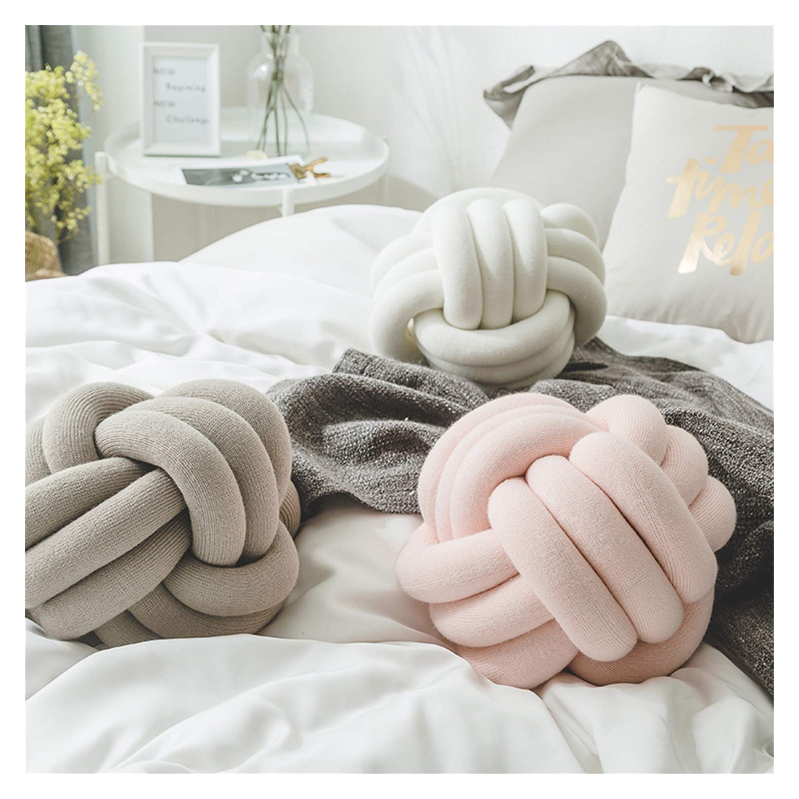 Gruba przędza Aeelike, Gruba przędza wełniana na ramię węzeł poduszka piłka wielokolorowa średnica 25-30 cm samochód domowy(Camel gray)