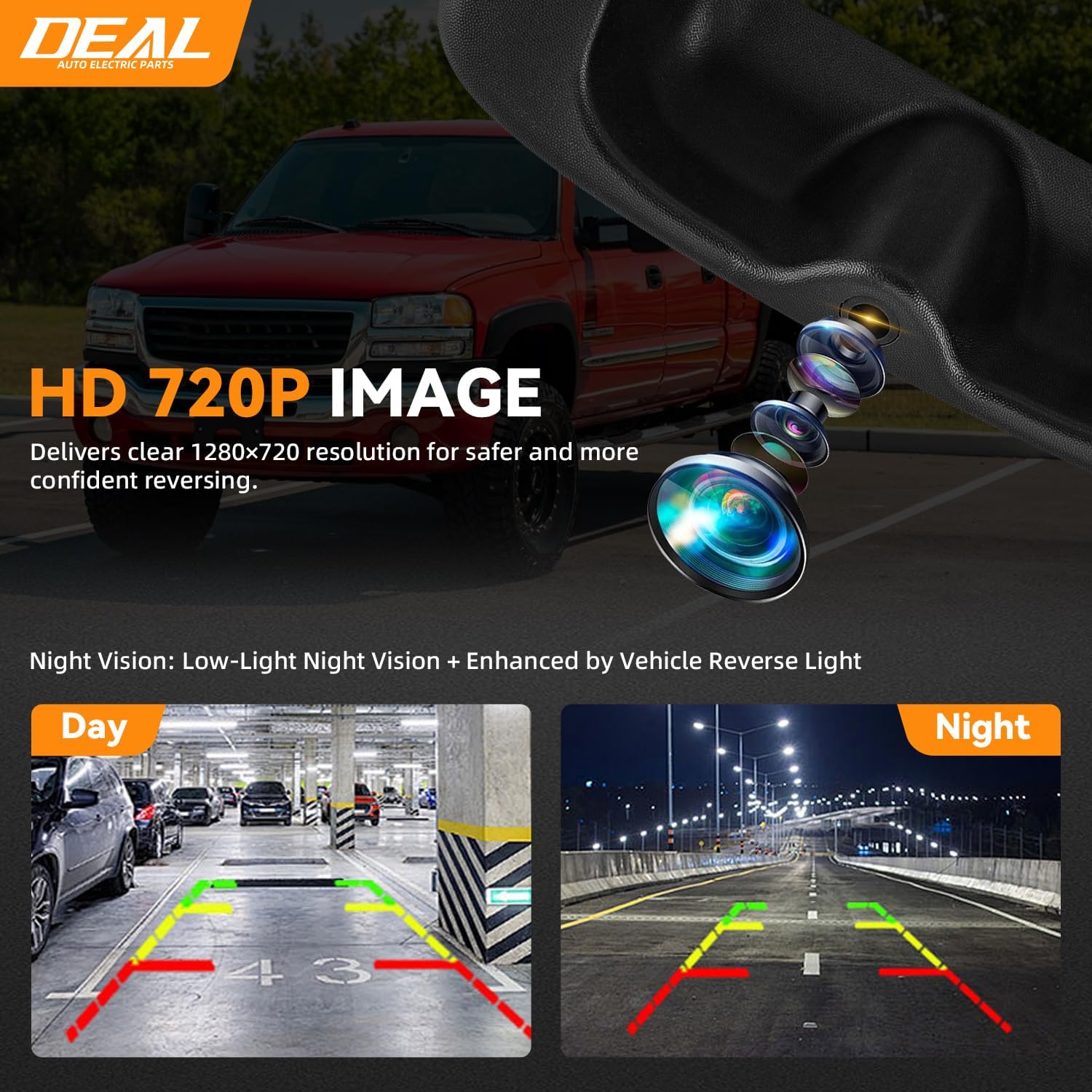 DEAL AUTO ELECTRIC PARTS Rear Truck Bed Built-in Rear View Camera Tailgate Bezel Cover Trim w/Power Cable, Compatible with 99-06 Silverado/Sierra 07 Classic Body 05-09 Hummer H2, Textured Black 60201
