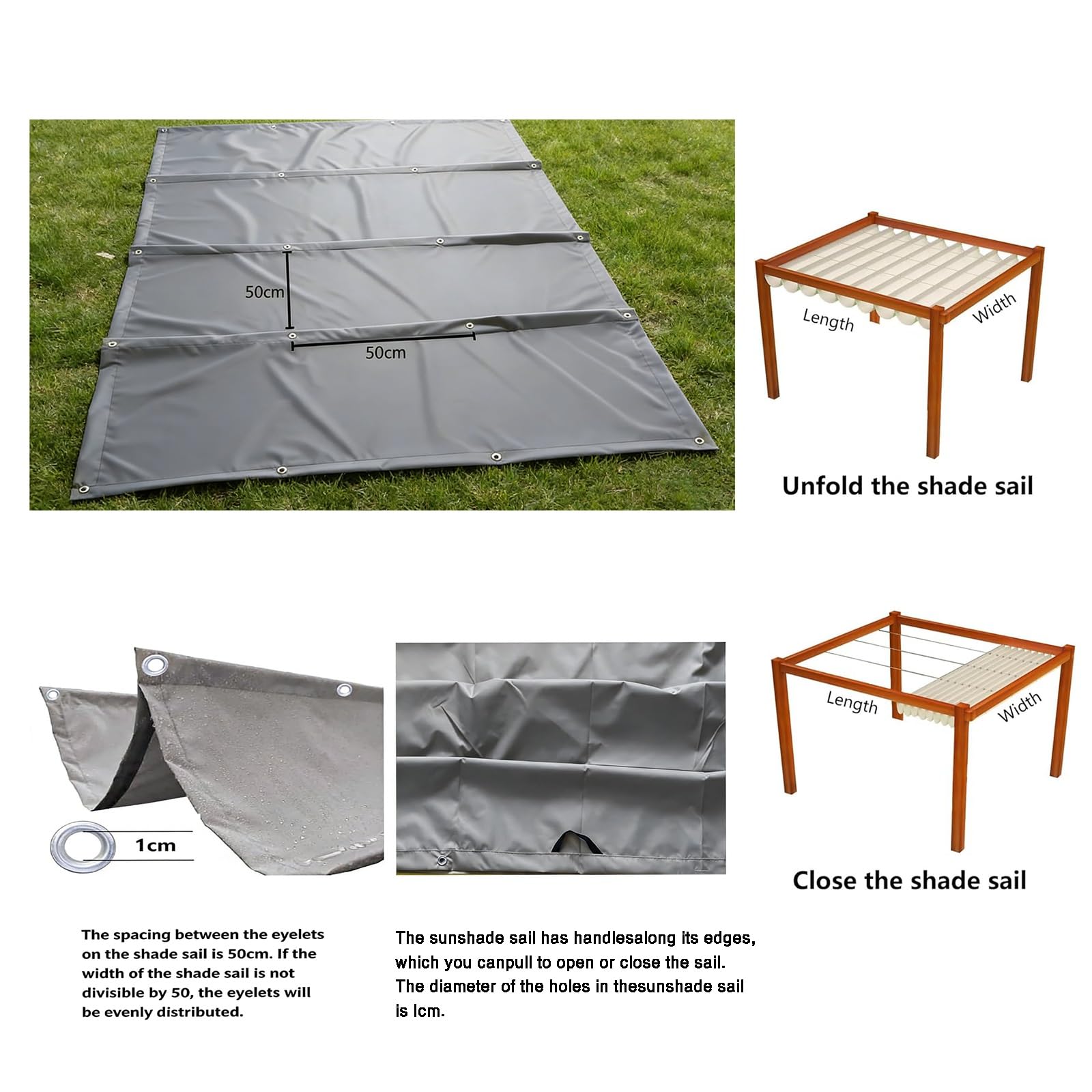 Sonnensegel, ausziehbar, wasserdicht, einziehbar, UV-Block, Vordach für Außenbereich, Terrasse, Garten